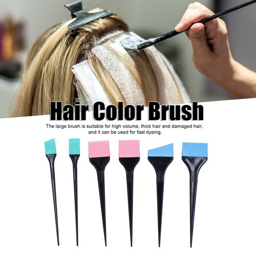 ZJchao Hair Dye Applicator Brushes, 6pcs Silicone Hair Dye Brush Soft Hair Coloring Kit for Home Barber Shop Salon Hair Bleach Tinting Diy Tool Hair Treatments Coloring Brush Set Hair