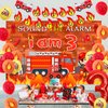 Fire Truck 3rd Birthday Decoration Sound the Alarm I Am 3 Birthday Decorations Sound the Alarm I Am Happy Birthday Banner, Backdrop, Cake Topper Firemen Birthday Decorations for 3rd Birthday Supplies