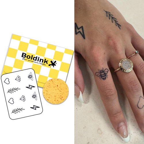 Boldink Temporary Tattoos, semi permanent tattoos, 15-day long lasting tattoo sticker, waterproof and anti-reflective, unique design（Finger Tattoo 18）
