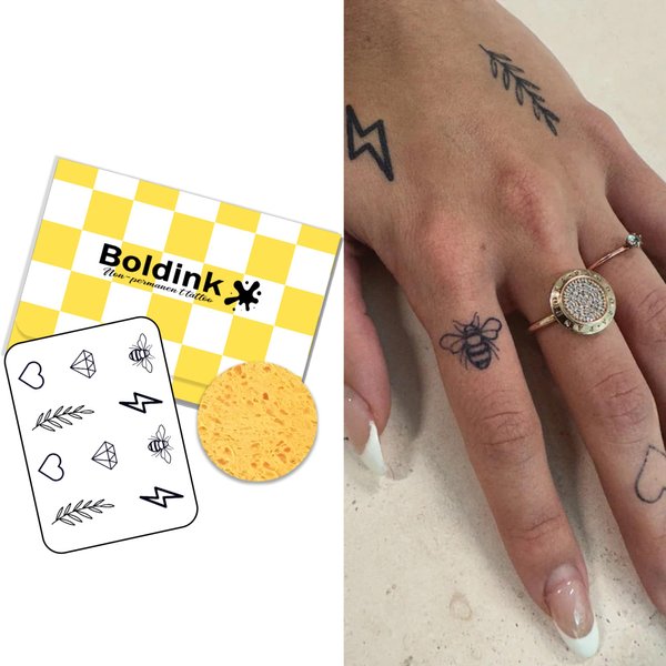 Boldink Temporary Tattoos, semi permanent tattoos, 15-day long lasting tattoo sticker, waterproof and anti-reflective, unique design（Finger Tattoo 18）