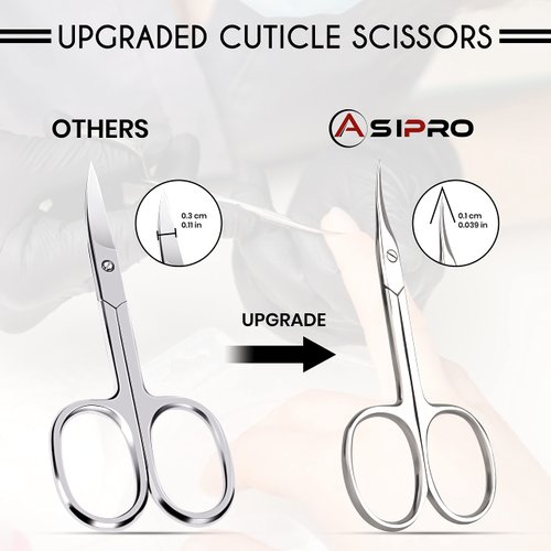 ASIPRO Cuticle Scissors Extra Fine Curved with Case Manicure Scissors for Women & Men Cosmetic Scissors Tijeras para Cuticula Profesional Nail Scissors Stainless Steel Sharp Cuticle Scissors for Nails