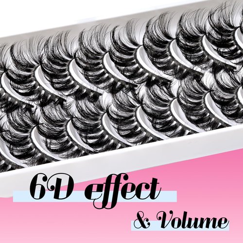 Veleasha Lashes Fluffy Wispy Faux Mink Eyelashes Criss-cross False Lashes 10 Pairs Pack Fake Eyelashes for Women (6D23)