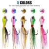 OROOTL Bucktail Jigs Saltwater Hair Jigs, 5pcs Bucktail Fishing Lures Surf Fishing Jigs Bucktail Hair Jigs for Bass Striper Flounder Snook Bluefish Halibut Redfish Fishing 1/4oz-2oz