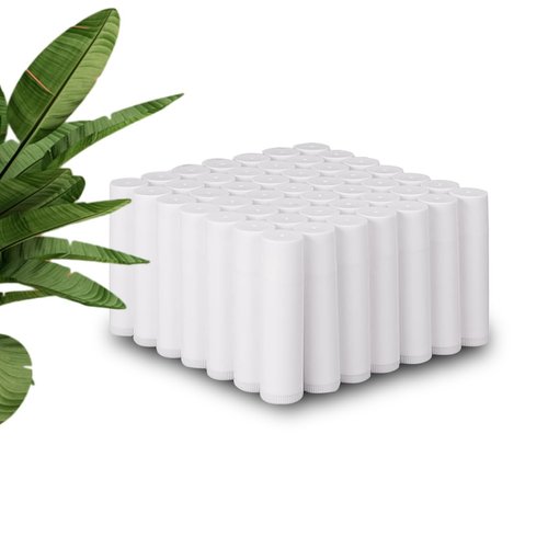 50 Pack 5.5ml White Empty Lip Balm Tubes with White Caps For DIY Lipstick homemade Lip Balm (White)
