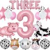 21 PCS Farm Animal Theme Party Balloons, Farm Cow Print Sheep Pig Donkey Mylar Foil Balloons Baby Shower Boy Girl 3rd Birthday Party Decor Supplies (3rd)