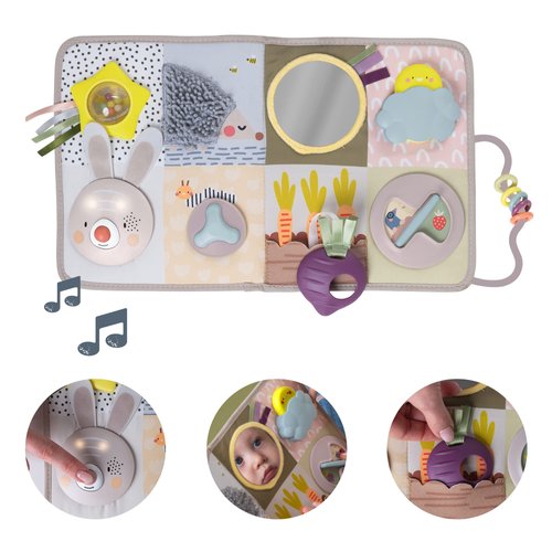 Taf Toys Newborns & Toddlers Busy Board with Music & Lights 13 Montessori Activities Baby Safe Mirror, 3D Activities, Textures & a Baby Teether Develops Motor Skills, Senses & Eye Hand Coordination