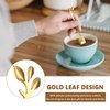Leaf Coffee Spoons, Mini Serving Tongs and Appetizer Forks Stainless Steel Sugar Cube Tongs Dessert Spoons Metal Dinner Forks for Dessert Coffee Tea (10, Gold)