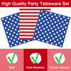 96 Pcs American Flag Patriotic Party Plates and Napkins Forks Supplies, Disposable Tableware Paper Set for Veterans Day, Election Day, 4th of July, Independence Day Decorations, Serves 24 Guests