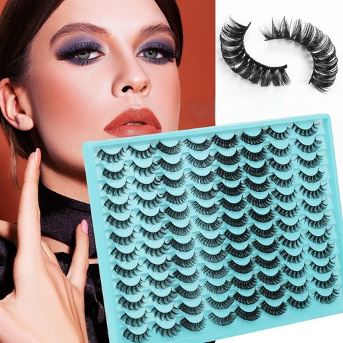 48 Pairs False Eyelashes, Lash Extensions Cat Eye Faux Mink Lashes Natural Look Fluffy Wispy Lashes High-Capacity Lash Set