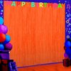 3 Pack 3.3Ft x 6.6Ft Orange Glow in The Dark Foil Fringe Curtain Backdrop Party Supplies, Fluorescent Macaron Metallic Tinsel Foil Streamers Curtain Photo Booth for Neon Birthday Party Decorations
