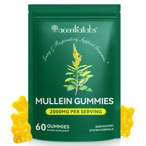Mullein Gummies for Lungs, 2000mg Mullein Leaf Herb Extract, Organic Mulleins Gummies for Lung Cleanse, Support Respiratory Digestive Immune System, 60pcs