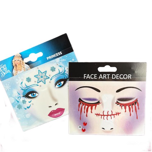 6-Pack Halloween Face Art Stickers for Kids – Reusable Face Tattoos for Cosplay, Party, and Festival Makeup – Fun and Festive Face Decals (Bat, Cat, Skeleton, Spider Designs)