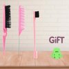 Comb Set, Pink comb,3 Pcs. slick back hair brush,Slick Back Brush with Edge Brush, styling comb for kids for middle part，Rat Tail Comb, Teasing Brush Set for Smoothing brush Baby Hair