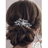 Latious Crystal Bride Wedding Hair Comb Silver Flower Bridal Hair Clip Rhinestones Hair Piece Wedding Hair Accessories for Women and Girls