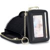 imeetu RFID Credit Card Holder, Small Leather Zipper Card Case Wallet with Removable Keychain ID Window (Black)