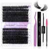 DIY lash Extension Kit 60D/80D Lash Cluster Kit 3D Effect 240 PCS D Curl 12-16mm Mixed,Individual Lashes Clusters Lash Band and Seal Cluster Lash Applicator Individual Lashes Kit