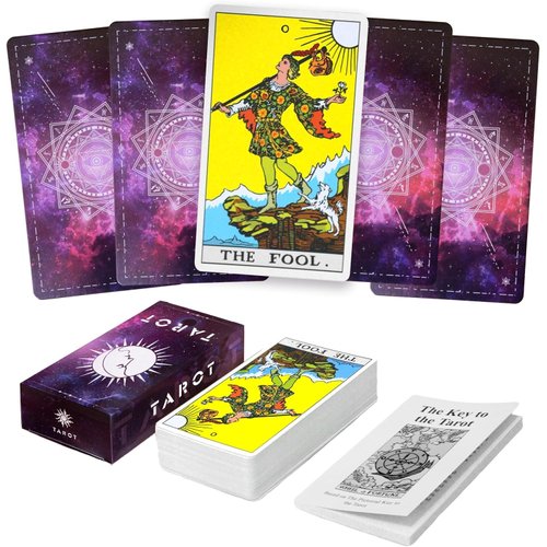 BLYSSAFY Classic Tarot Cards with Guide Book & Tarot Bag,78 Tarot Cards with Meaning on Them,Durable Tarot Fortune Telling Game for Beginners Set (Purple)