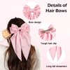 Gute 6 PCS Hair Bows for Women,Satin Big Hair Bow Clips,French Long Tail Hair Bows for Girls Hair Accessories for Birthday,Dress Up,Christmas(Black,White,Pink)