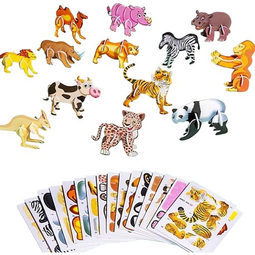 3D Cartoon Puzzle for Kids, Educational 3D Cartoon Puzzle, Ally Pocket Educational 3D Cartoon Puzzle, Children Puzzle Toys (Animal)