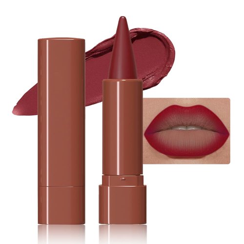 JUAAZIN Vivid Auburn Matte Color Gradient Lipstick Lip Liner, Flawless Contour and Gradual Ombre Effect lip Pencil, Crayon Form and Cone Tip, High Pigmented Long Lasting Waterproof Smudge Proof 07#