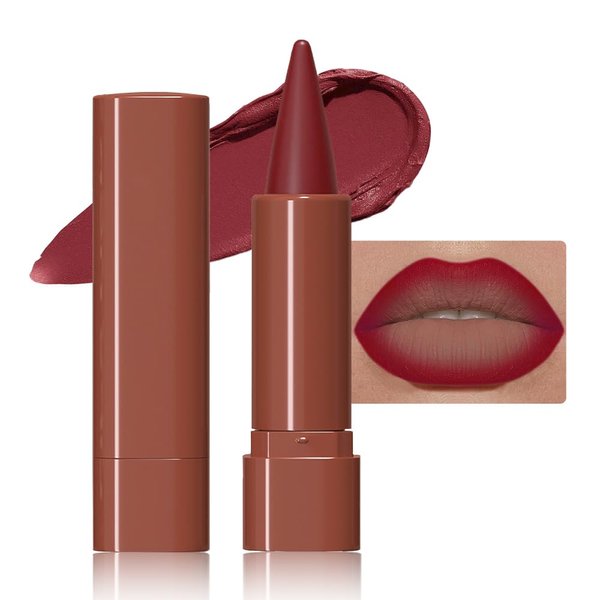 JUAAZIN Vivid Auburn Matte Color Gradient Lipstick Lip Liner, Flawless Contour and Gradual Ombre Effect lip Pencil, Crayon Form and Cone Tip, High Pigmented Long Lasting Waterproof Smudge Proof 07#