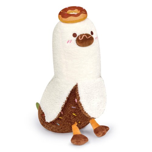 PEACH CAT Donut Banana Duck Plush Pillow with Chocolate Body Doughnut Banana Duck Stuffed Animal Gift for Kids White and Brown 12"