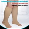 KEKING® Extra Wide Calf Compression Socks for Men & Women, 20-30 mmHg Compression Stockings Open Toe - Plus Size Knee High Support Hose for Varicose Veins, Pain Relief, Swelling, Beige L