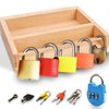 Inslat Montessori Lock and Key Toy Set for Toddlers, Montessori Educational STEM Lock Toys Matching Games Lock Set with Wooden Tray for 3 4 5 Year Old Kids