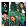 SEXAY 4X4 Green Lace Closure Body Wave Brazilian Virgin Human Hair Extensions Ombre Free Part Closure Pre Plucked With Baby Hair For Black Women 1B/Green Color(12 inch)