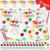 Moinchore 72 Pcs Valentines Day Gifts Includes 24 Valentine's Day Cards 24 Watercolor Paint 24 Seal Bags Funny Exchange Gifts Valentines Party Favors(Round)