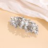 EVER FAITH Women's Austrian Crystal Wedding Art Deco Leaf Barrette Hair Clip Clear Silver-Tone