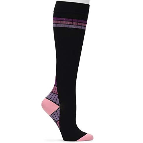 Nurse Mates Active 15-20 mmHg Compression Socks (Black Windowpane, L)
