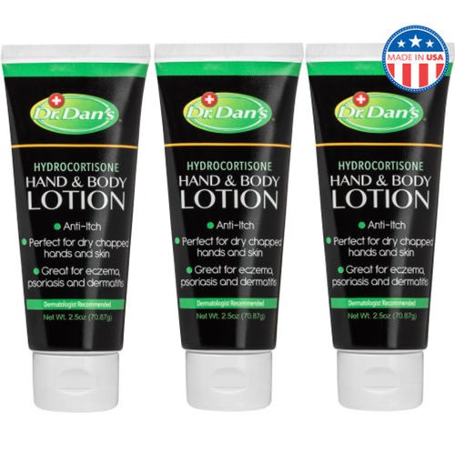 Dr. Dan's Hydrocortisone Hand and Body Lotion- 3 Pack- Anti Itch Lotion for Men and Women