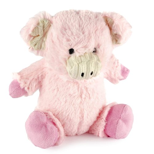 Giftable World 7 Inch Plush Pet Toy Two Tone Cuddly Pig with Corduroy Trim Face and Squeaker Dog Chew Toy