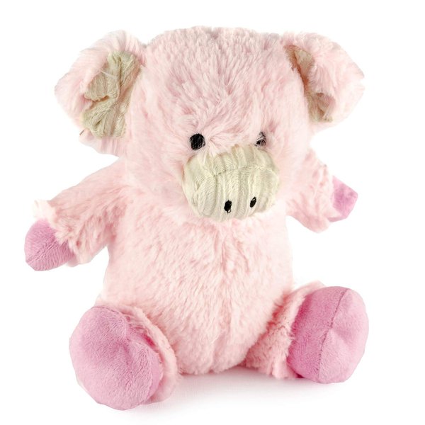 Giftable World 7 Inch Plush Pet Toy Two Tone Cuddly Pig with Corduroy Trim Face and Squeaker Dog Chew Toy