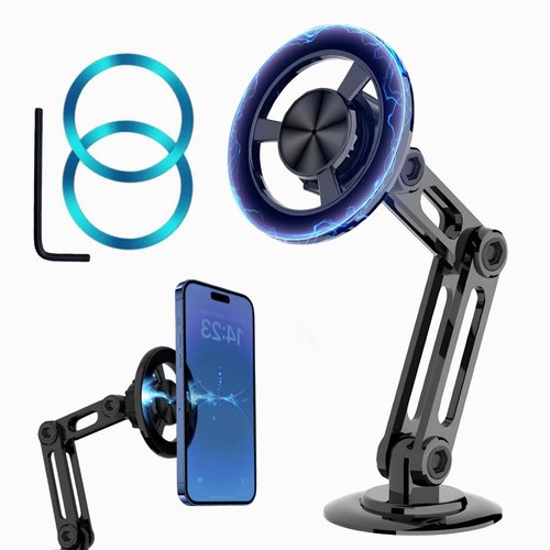 FULLIKES Magnetic Car Mount for Cell Phone, Compatible with MagSafe Car Mount, Cell Phone Holder Car Magnetic with Adjustable Arm, Magnet Phone Holder for Car, Gifts for Men Women