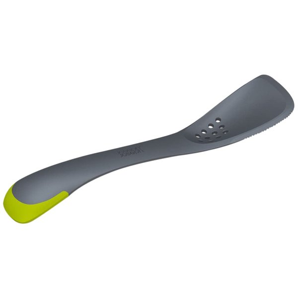 Joseph Joseph - Uni-tool 5-in-1 Silicone Kitchen Utensil, Slotted Spoon, Turner, Cutting Tool, Solid Spoon and Spatula in one- Grey, 12 long