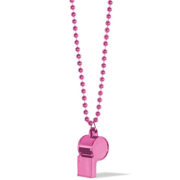 Pink Whistle On Chain Necklace (36") 1 Count - Premium Quality Plastic, Lightweight & Durable - Eye-Catching Design & Multipurpose Accessory - Perfect For Sports, Safety & Fashion