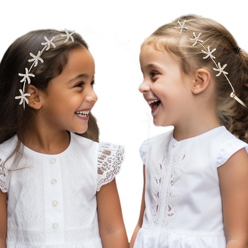 Etncy Life Wedding Headpiece Flower Girl Hair Accessories Pearl Hair Accessories for Girl and Women Bridal Wedding Tiaras (Starfish-B) (Style1-2Pcs)
