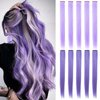 MOSCSMDY 10PCS 21''Lavender&Light Purple Hair Extensions for Girls Wig Pieces Clip in Coloured Hair Extensions for Women Colorful Hairpieces Party Highlights Synthetic Multiple Colors