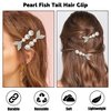 2 Pack Pearl Fish Tail Hair Clips for Women and Girls Elegant Alloy Hairpins with Pearls Bobby Pins Pearl Bridal Bobby Pins Decorative Accessories White Hairpins Pearl Bobby Pins For Women'S Hair