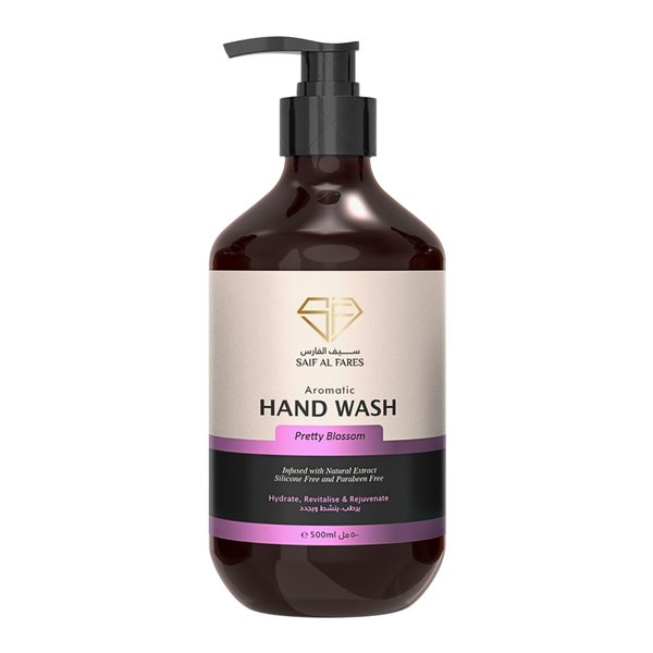 SAIF AL FARES Pretty Blossom Hand Wash Alcohol Free with Floral Blossom Scent Infused with Natural Extract Hydrating, Revitalising & Rejuvenating Hand Soap 16.9 Fl Oz