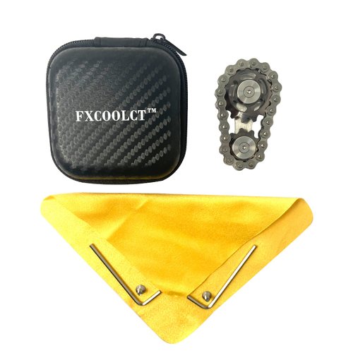 FXCOOLCT Bike Chain Gear Fidget Spinner, Double Gears Figity Spin Finger Stainless Steel, Figit Toy for Adults Kids SS Material Silver1…