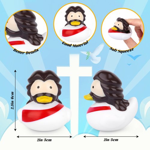 Hagusahuo 12PCS Little Jesus Rubber Ducks, Ducks for Jeeps Mini Jesus Jeep Ducks for Ducking, Bath Toy Gifts Jesus Party Favors for Kids, Churches Christian Decoration