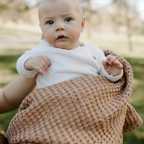 Simka Rose Waffle Baby Blanket - 100% Cotton Soft Breathable Muslin Swaddle Blanket for Baby Nursery, Stroller & Crib Blanket - Baby Receiving Blankets for Boys & Girls Gender Neutral Toddler Blanket