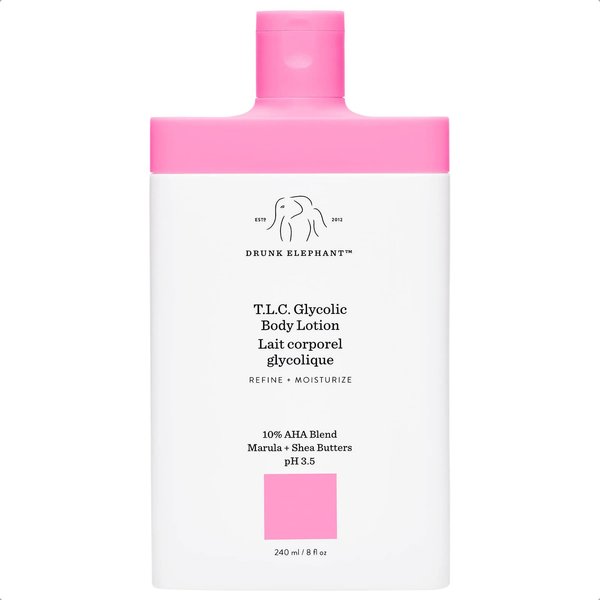 Drunk Elephant T.L.C. Glycolic Body Lotion with Marula and Shea Butters. Refining and Moisturizing for Healthy Skin (240 mL / 8 Fl Oz)