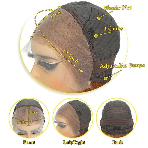 ijoy Light Brown Lace Front Wigs Human Hair 180% Density 13x4 Lace Front Wigs Human Hair Ginger Brown Straight Wig Pre Plucked with Baby Hair For Women 14 Inch