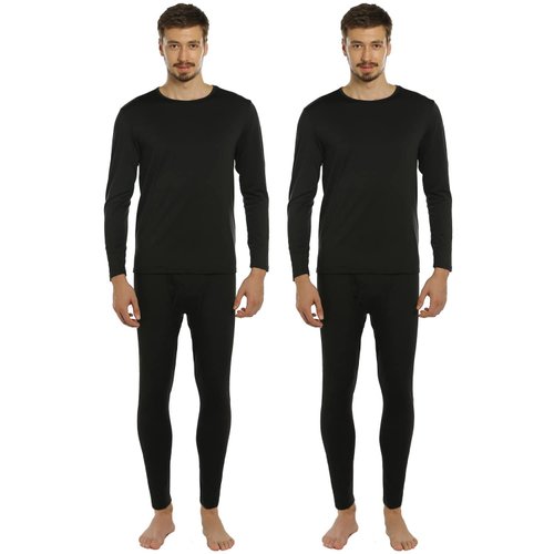 ViCherub Thermal Underwear for Men Fleece Lined Long Johns Ultra Soft Thermals Top and Bottom Warm Base Layer Mens Set of 2 Black & Black M
