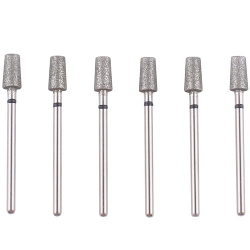 MZCMSL 6pcs Tapered Barrel Cuticle Drill Bits, Pro Diamond Nail Bits for Salon Manicure, 3/32 Shank efile Bit(Medium)