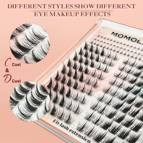 Lash Clusters with Bottom Lashes Cat Eye Lash Cluster Eyelash Extensions Wispy C Curl Fox Eye Lashes Left&Right Fluffy Eyelashes Clusters, by Momolash